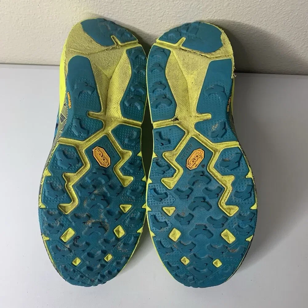 Hoka One One Speedgoat 2 Trail Running Shoes Bright Blue Neon Green Mens Sz 12.5